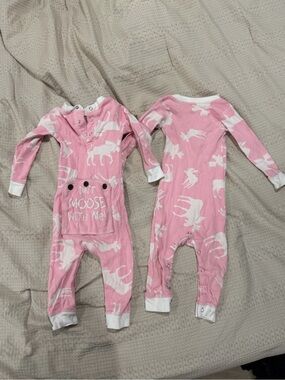 Lazy One Pink Moose Footless Infant Pajamas